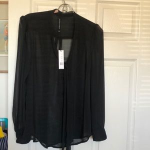 Sheer black button down